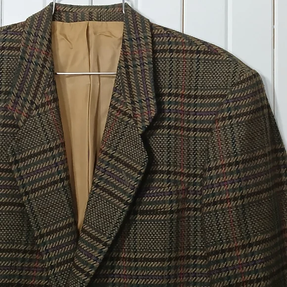 Vintage Cacharel Wool Blend Plaid Men's Blazer - Picture 3 of 10